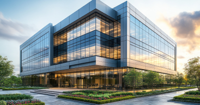 Modern glass office building