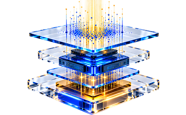 Layered glass data platform with analytics flowing through each layer